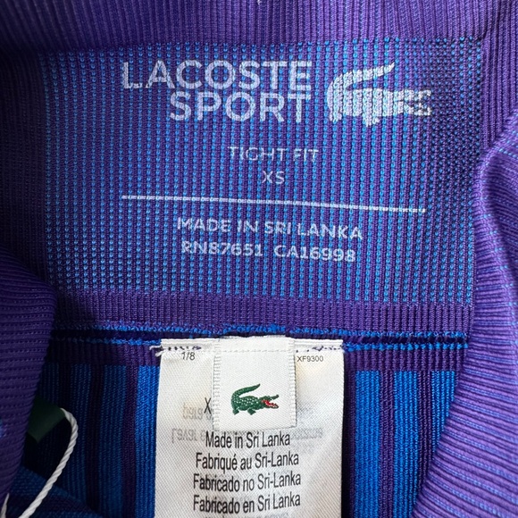 NWT Lacoste Sport Contrast Striped Seamless Leggings High Waist Purple Blue XS - Picture 9 of 13